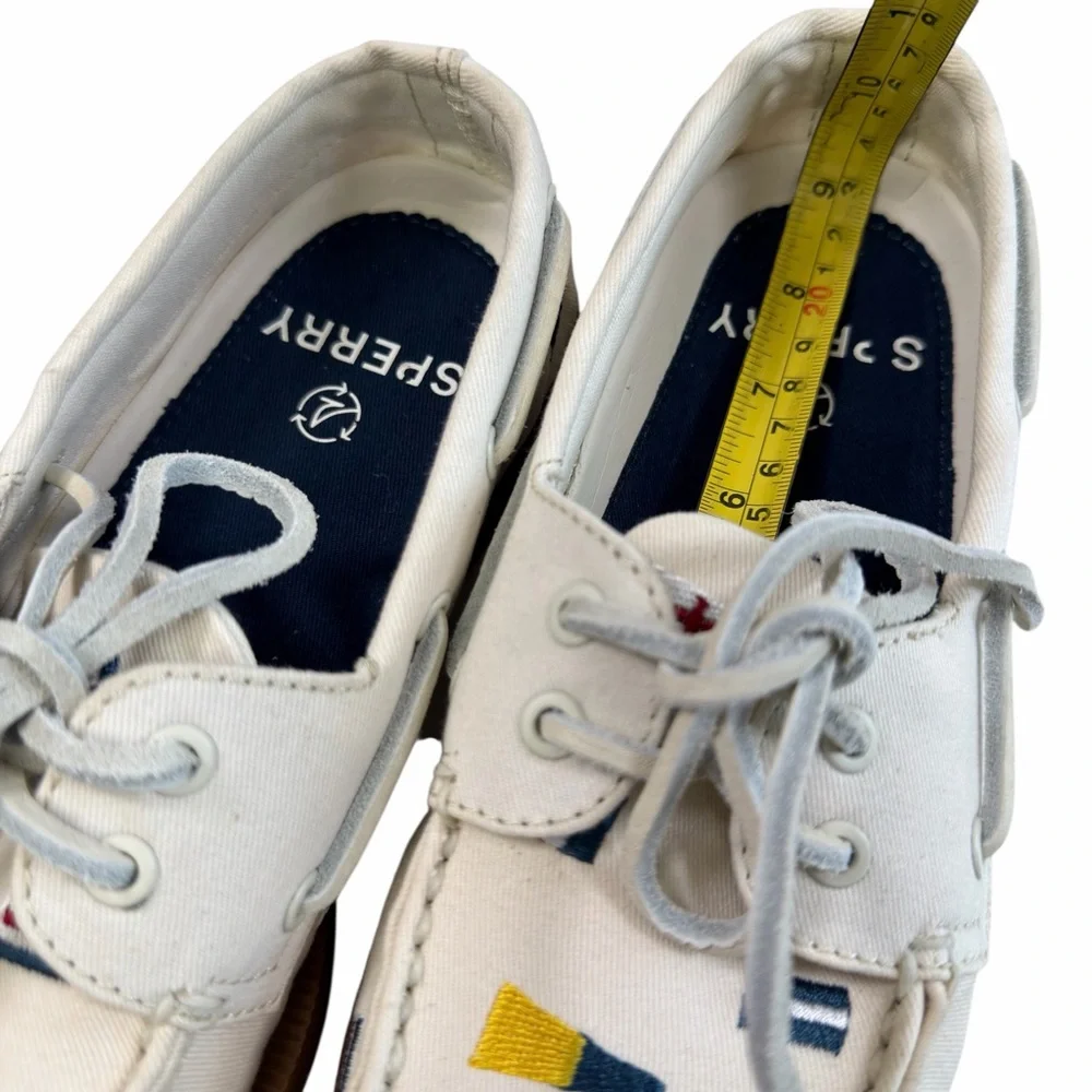 Sperry Authentic Original Boat Shoes in Canvas Nautical Embroidered Size 5